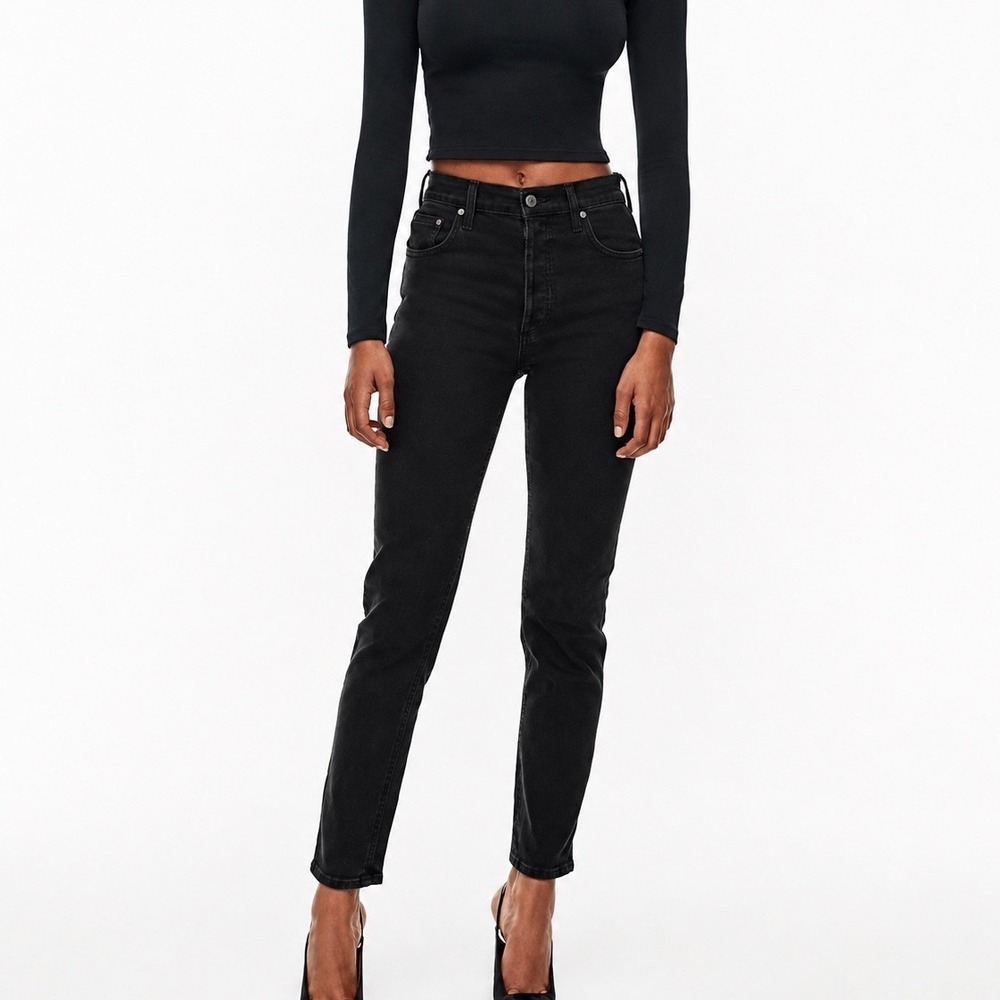 Denim Forum Yoko High Rise Skinny Jeans Women 25 Black Stretch Button Fly Grunge
